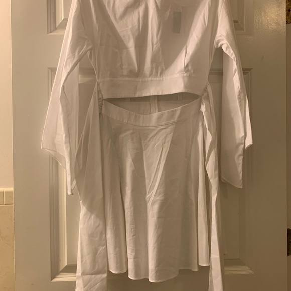 Intermix White Bell Sleeve Cut-out Mid-riff Dress - Picture 5 of 8